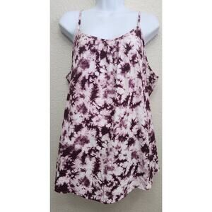 Faded Glory Purple White Tie Dye Spaghetti Strip Top XXL 20W Plus Lightweight